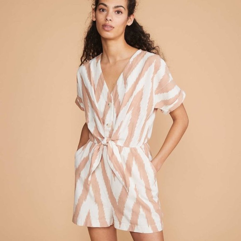 FREE SHIPPING  -LOU & GREY Woven Tie-Front Romper